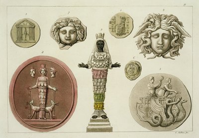 Greek statue and coins, plate 77 from 